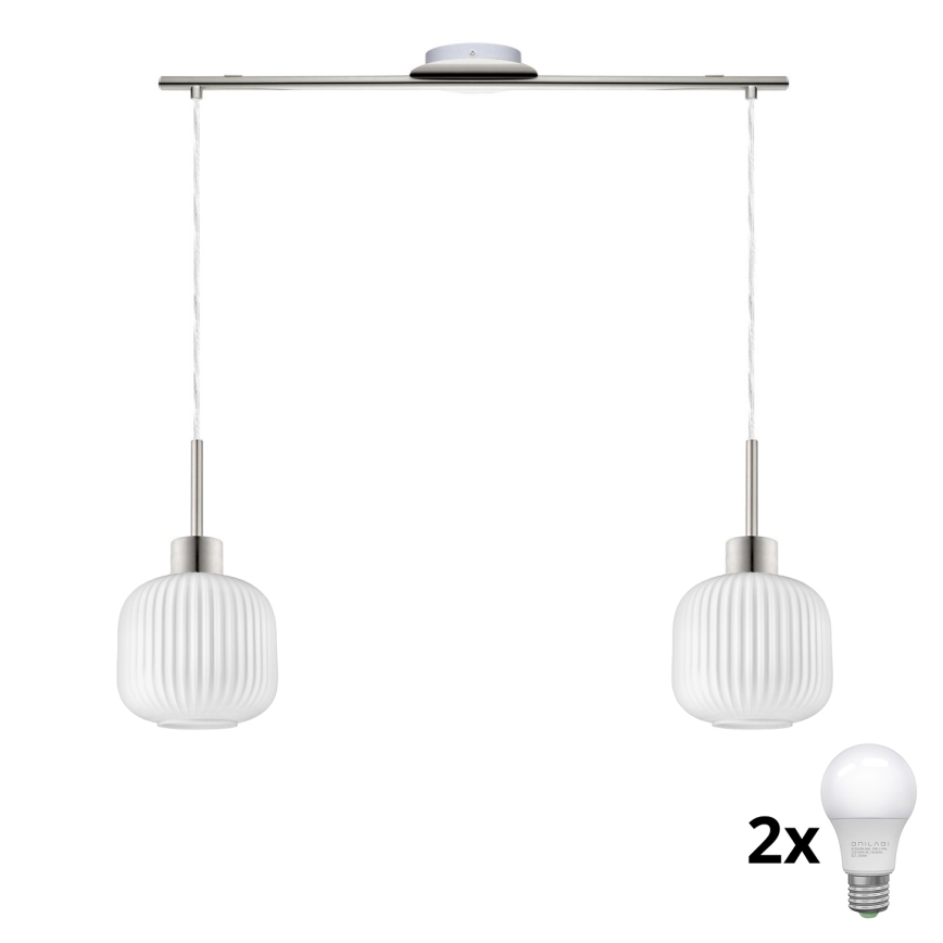 LED Závesné svietidlo HARMA 2xE27/60W/230V matný chróm/biely