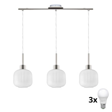 LED Závesné svietidlo HARMA 3xE27/60W/230V matný chróm/biely