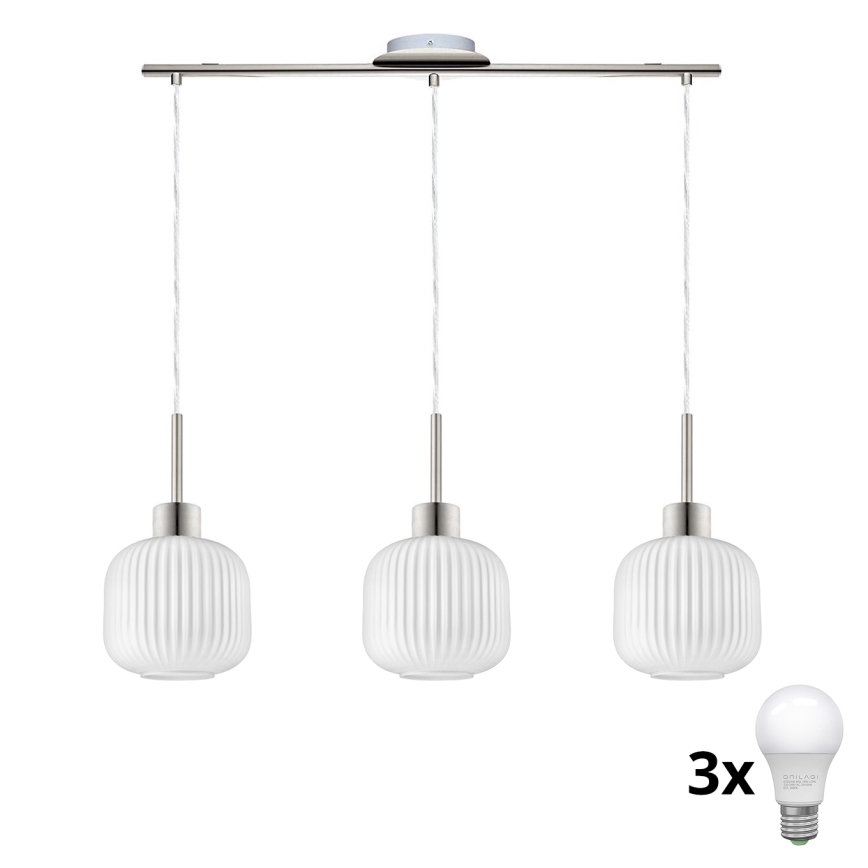 LED Závesné svietidlo HARMA 3xE27/60W/230V matný chróm/biely