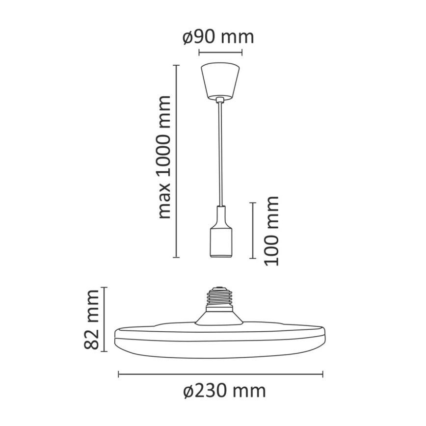 LED Závesné svietidlo KIKI 1xE27/15W/230V čierne