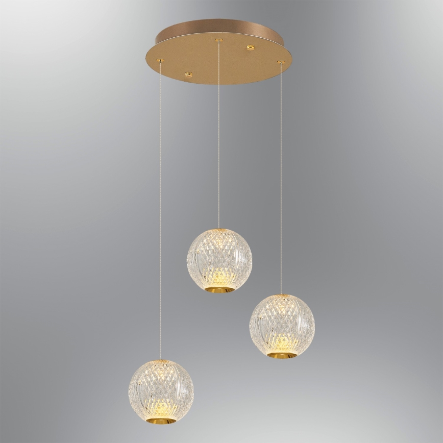 LED Závesný luster CREMONA 3xLED/5W/230V 3000K zlatý
