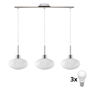 LED Závesný luster HARMA 3xE27/60W/230V matný chróm/biela