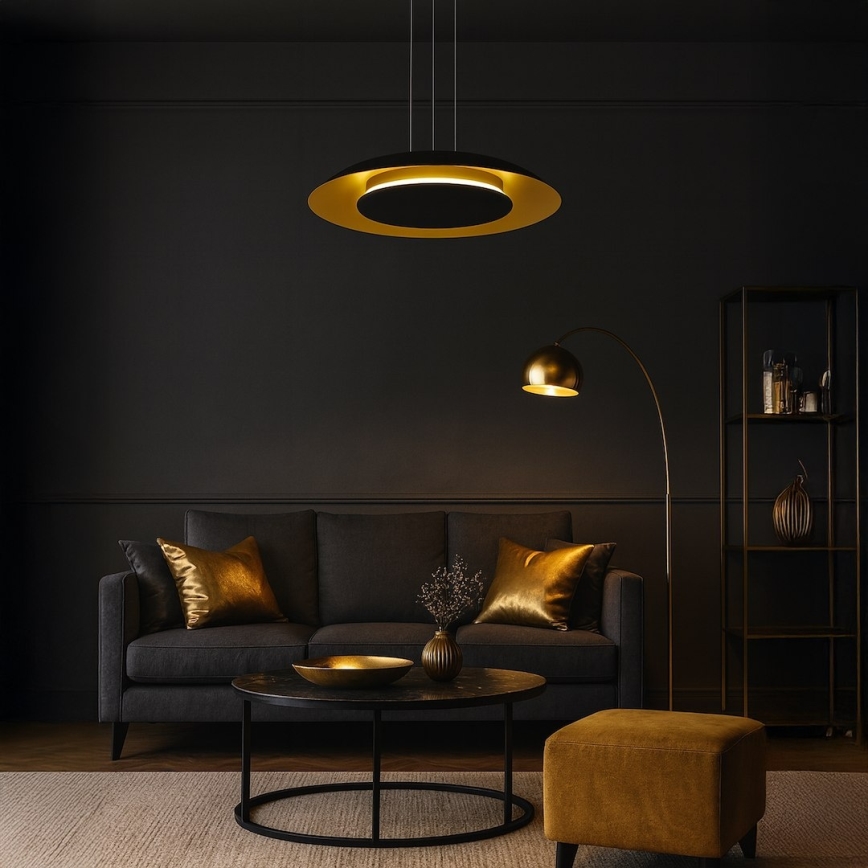 LED závesný luster na lanku PIATTINO LED/30W/230V 2700/3200/4000K pr. 40 cm čierna/zlatá