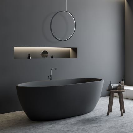 LED závesný luster na lanku SATURNO LED/28W/230V pr. 50 cm IP44 čierna