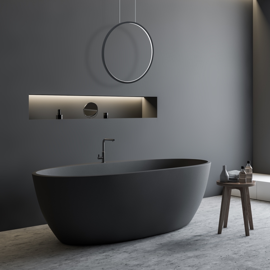 LED závesný luster na lanku SATURNO LED/28W/230V pr. 50 cm IP44 čierna