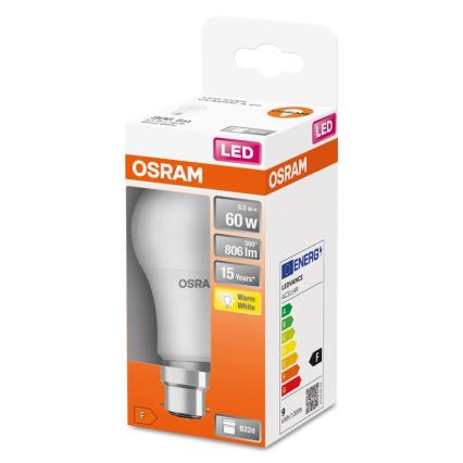 LED Žiarovka A60 B22d/8,5W/230V 2700K - Osram