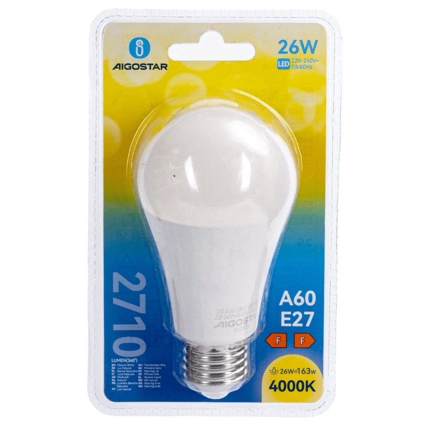 LED žiarovka A60 E27/26W/230V 4000K - Aigostar
