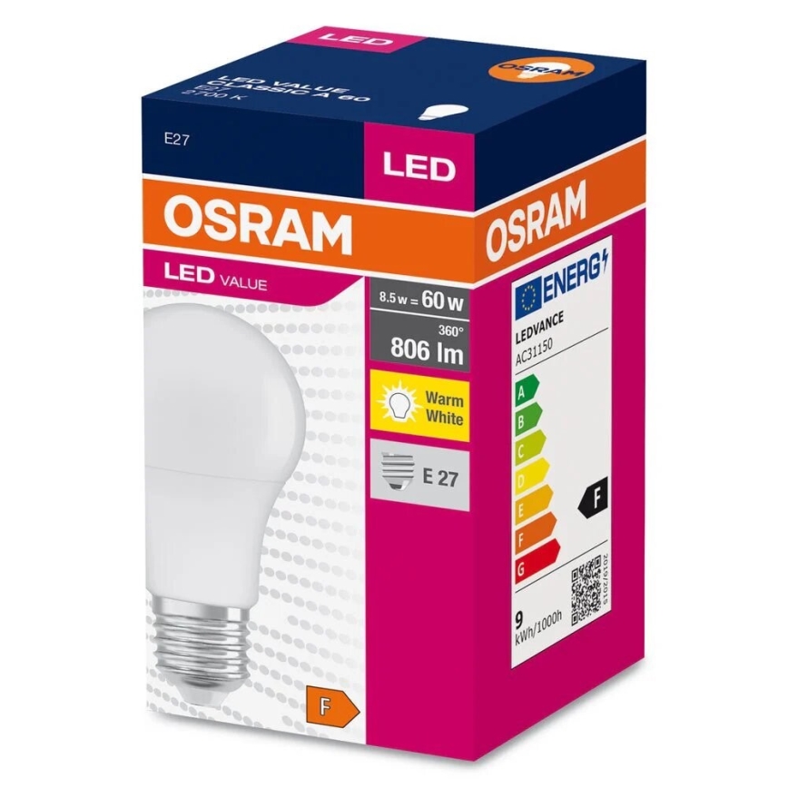 LED Žiarovka A60 E27/8,5W/230V 2700K - Osram