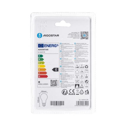 LED žiarovka A60 E27/8W/230V 330° 2700K - Aigostar