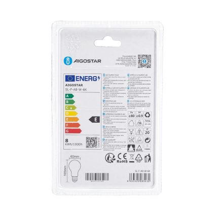 LED žiarovka A60 E27/8W/230V 330° 6500K - Aigostar
