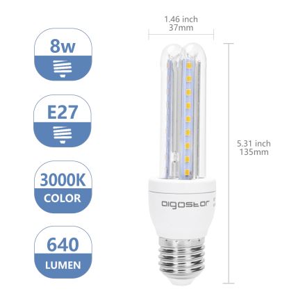 LED Žiarovka B5 E27/8W/230V 3000K - Aigostar