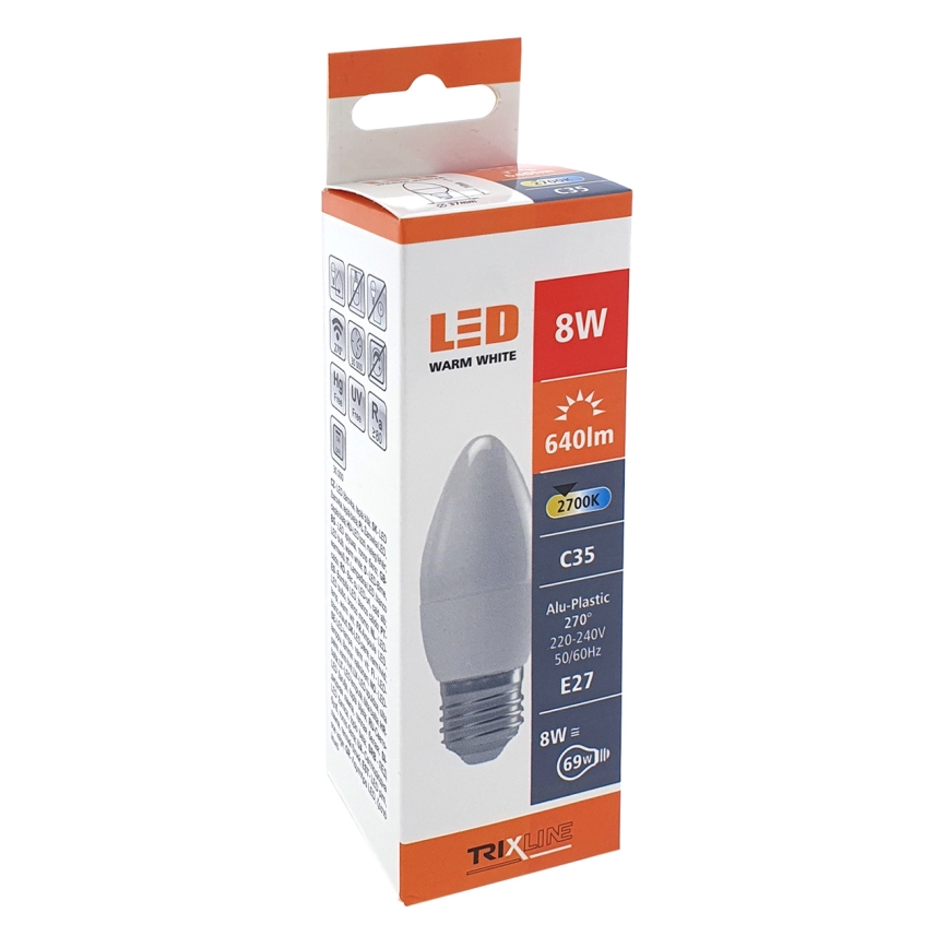 LED Žiarovka C35 E27/8W/230V 2700K