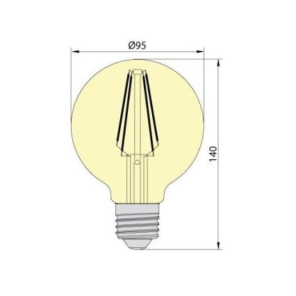 LED Žiarovka CLASIC AMBER G95 E27/8W/230V 2200K - Brilagi