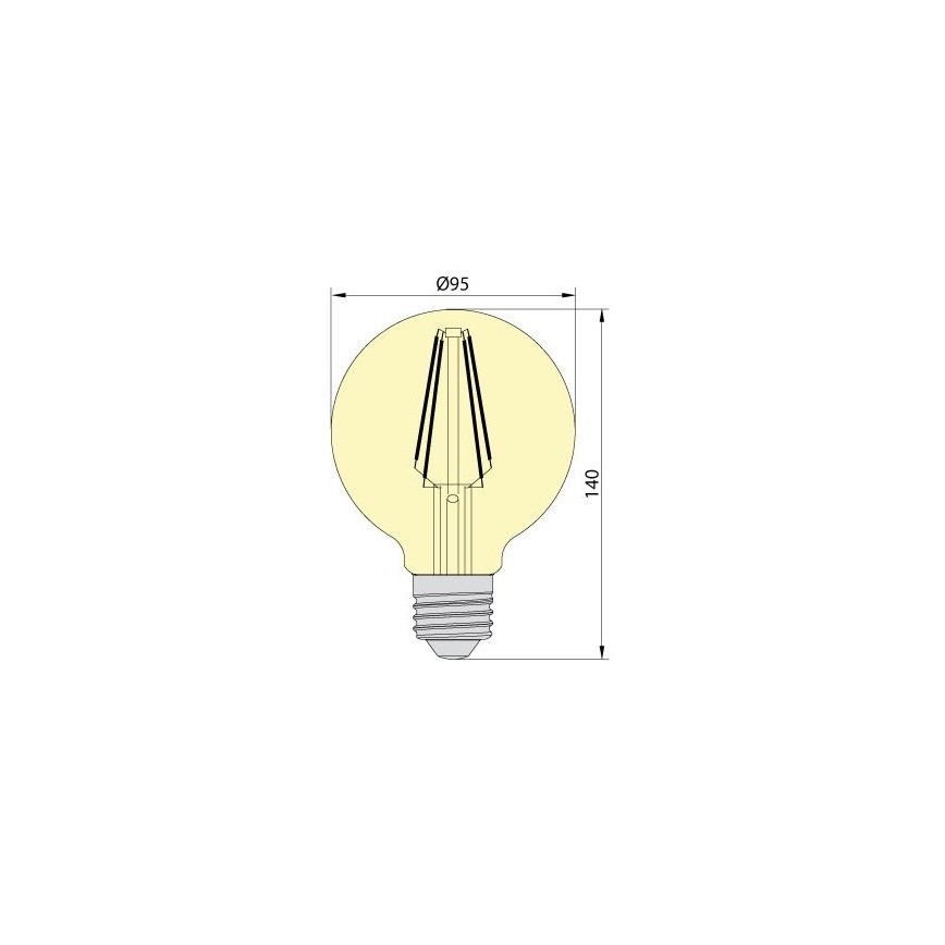 LED Žiarovka CLASIC AMBER G95 E27/8W/230V 2200K - Brilagi