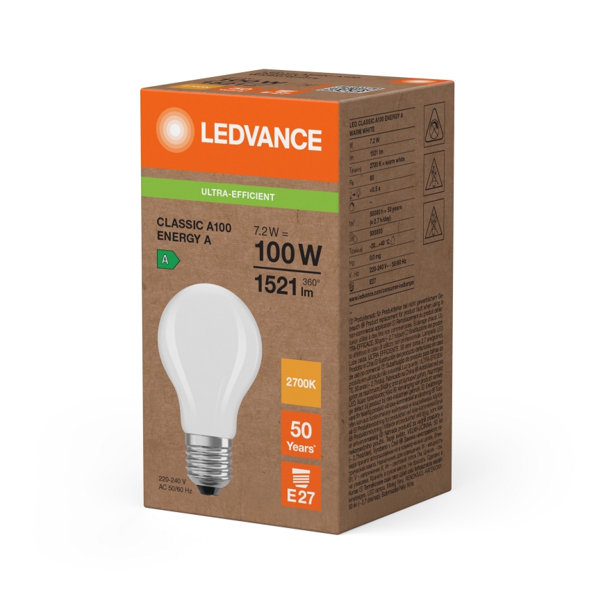 LED žiarovka CLASSIC FILAMENT A60 E27/7,2W/230V 2700K - Ledvance