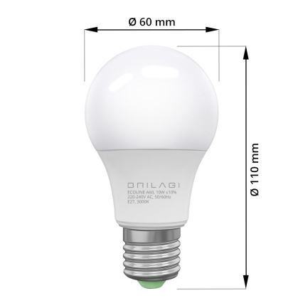 LED Žiarovka ECOLINE A60 E27/10W/230V 3000K - Brilagi