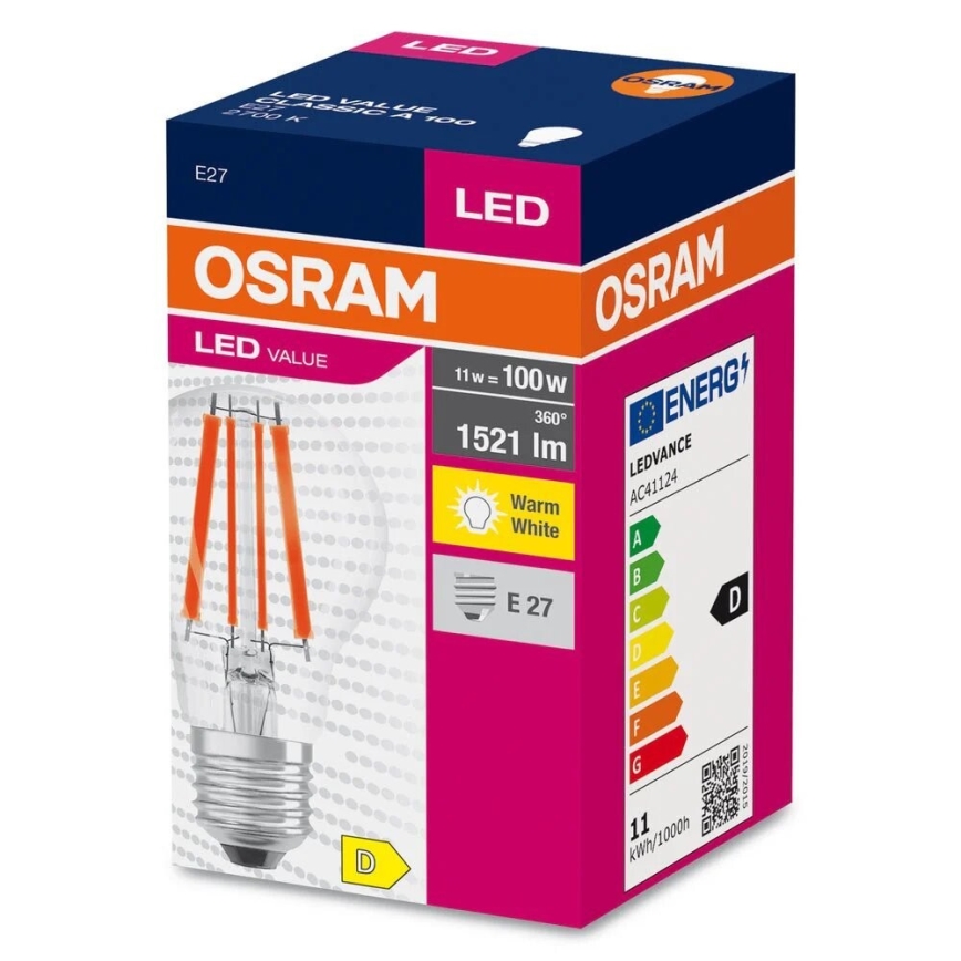 LED Žiarovka FILAMENT A100 E27/11W/230V 2700K - Osram