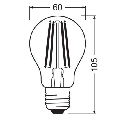 LED Žiarovka FILAMENT A100 E27/11W/230V 2700K - Osram