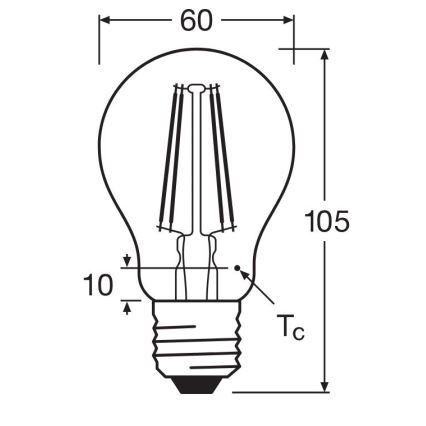 LED Žiarovka FILAMENT A60 E27/6,5W/230V 4000K - Osram