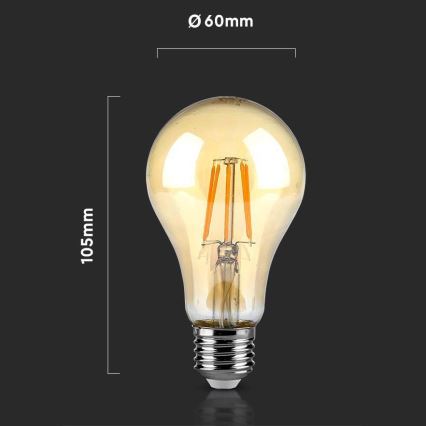 LED Žiarovka FILAMENT AMBER A67 E27/10W/230V 2200K