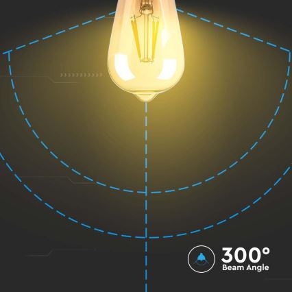 LED Žiarovka FILAMENT AMBER ST64 E27/8W/230V 2200K