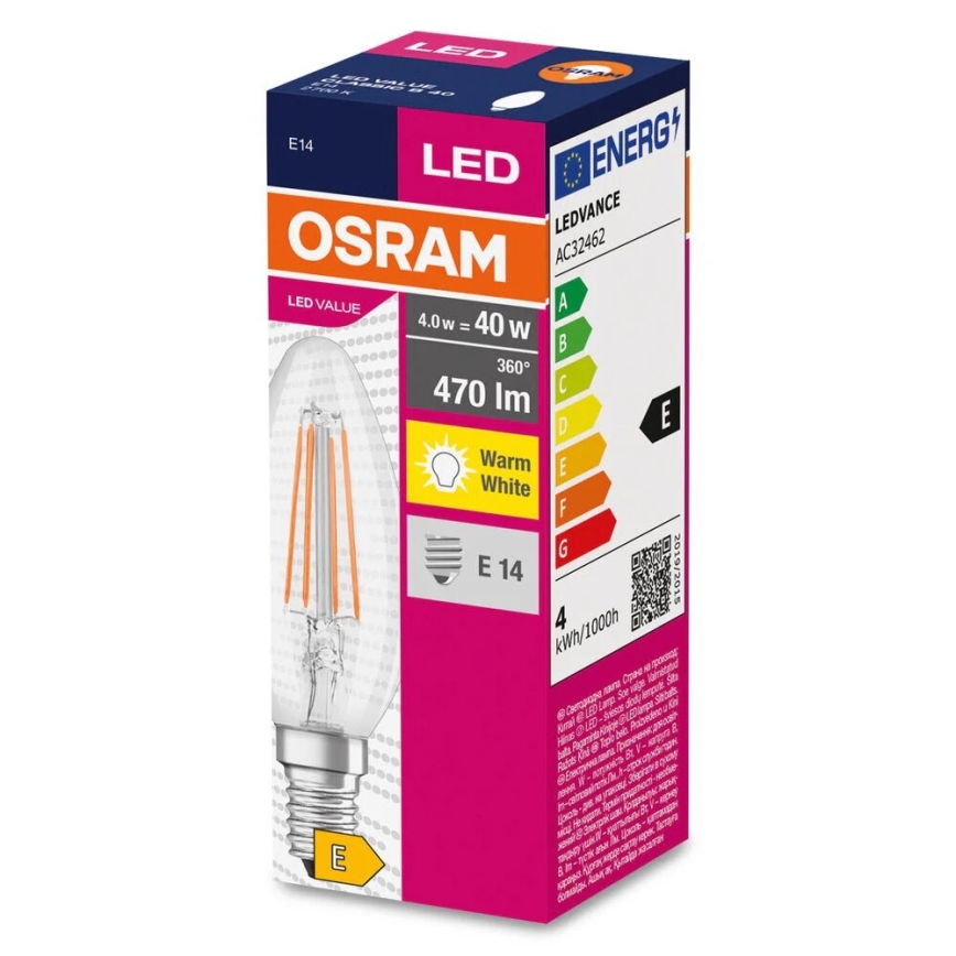 LED Žiarovka FILAMENT B40 E14/4W/230V 2700K - Osram