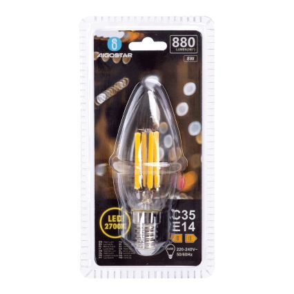 LED Žiarovka FILAMENT C35 E14/8W/230V 2700K - Aigostar