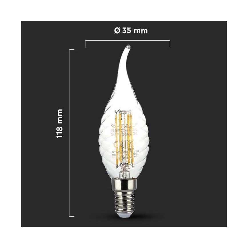 LED Žiarovka FILAMENT E14/4W/230V 3000K