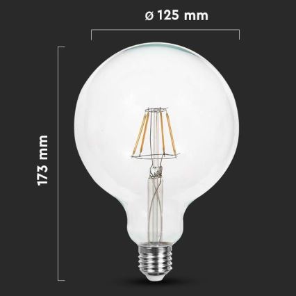 LED Žiarovka FILAMENT G125 E27/10W/230V 6400K