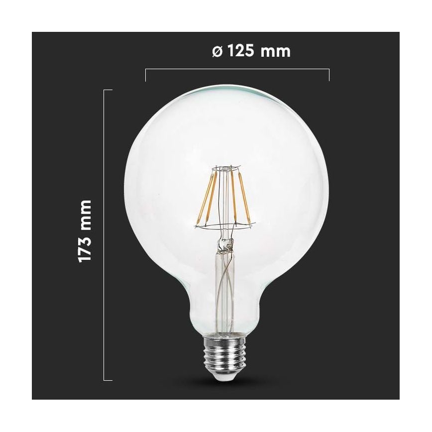 LED Žiarovka FILAMENT G125 E27/10W/230V 6400K