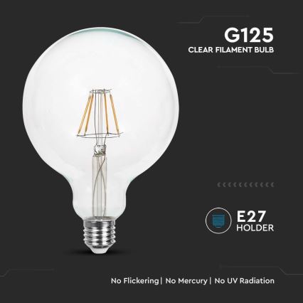 LED Žiarovka FILAMENT G125 E27/12W/230V 4000K