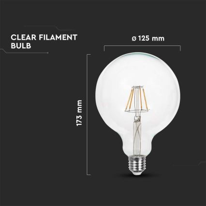 LED Žiarovka FILAMENT G125 E27/12W/230V 4000K