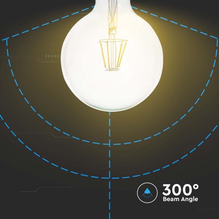 LED Žiarovka FILAMENT G125 E27/12W/230V 6500K