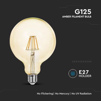 LED Žiarovka FILAMENT G125 E27/6W/230V 2200K