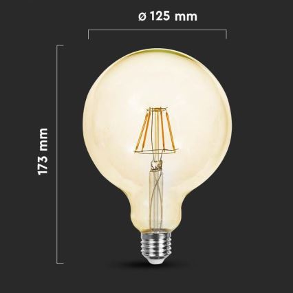 LED Žiarovka FILAMENT G125 E27/6W/230V 2200K