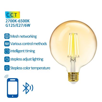 LED Žiarovka FILAMENT G125 E27/6W/230V 2700-6500K - Aigostar