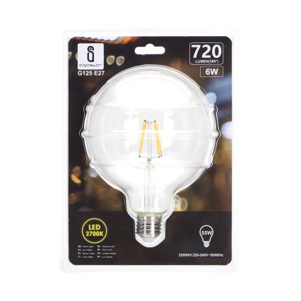 LED Žiarovka FILAMENT G125 E27/6W/230V 2700K - Aigostar