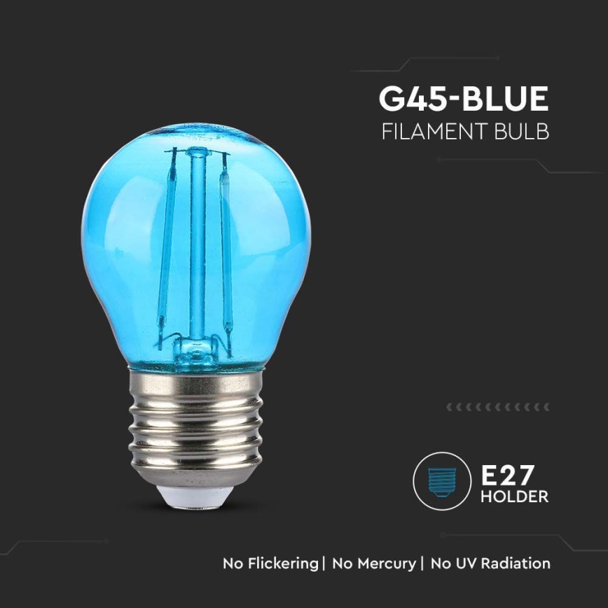 LED Žiarovka FILAMENT G45 E27/2W/230V modrá