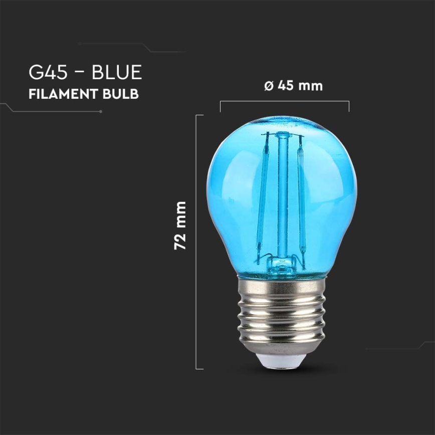 LED Žiarovka FILAMENT G45 E27/2W/230V modrá