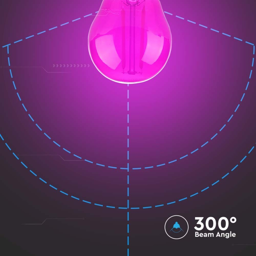 LED Žiarovka FILAMENT G45 E27/2W/230V ružová