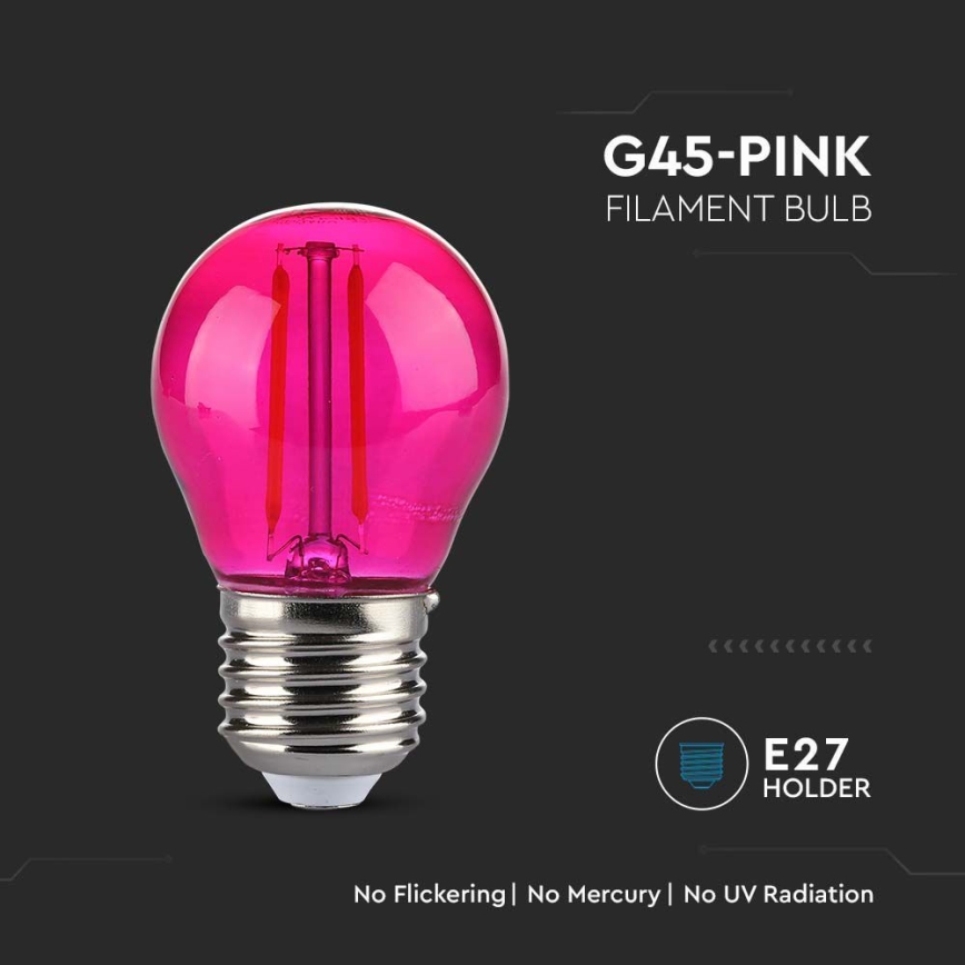 LED Žiarovka FILAMENT G45 E27/2W/230V ružová