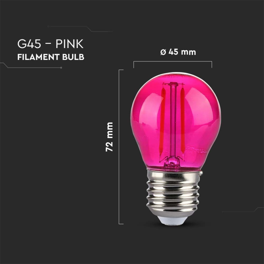 LED Žiarovka FILAMENT G45 E27/2W/230V ružová
