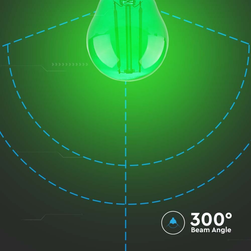 LED Žiarovka FILAMENT G45 E27/2W/230V zelená