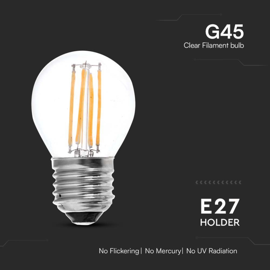 LED Žiarovka FILAMENT G45 E27/6W/230V 4000K