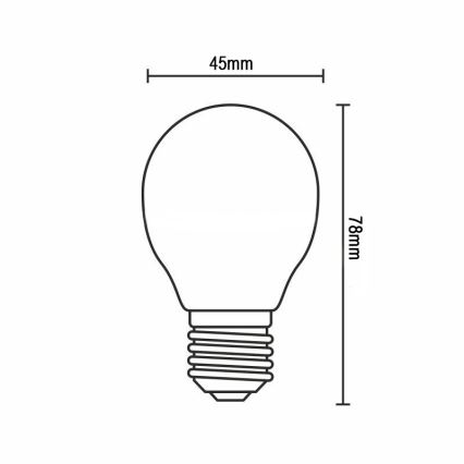 LED žiarovka Filament G45, pätica E14, 6 W, 230 V, 3000 K