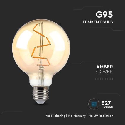 LED Žiarovka FILAMENT G95 E27/4W/230V 2200K