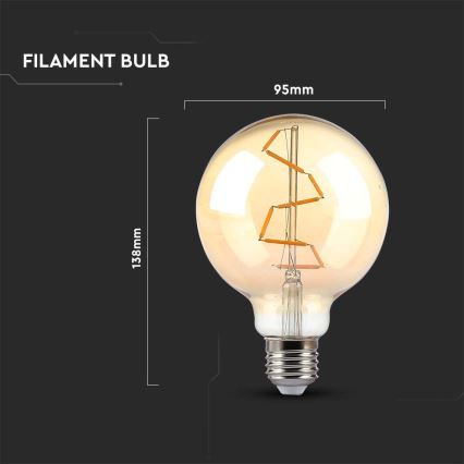 LED Žiarovka FILAMENT G95 E27/4W/230V 2200K