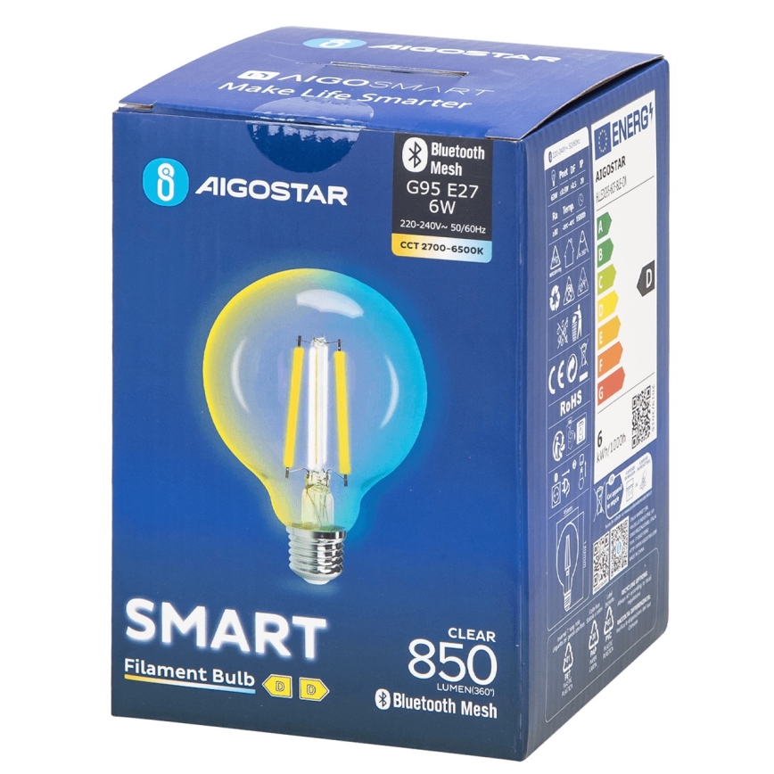 LED Stmievateľná žiarovka FILAMENT MESH Smart G95 E27/6W/230V 2700-6500K - Aigostar