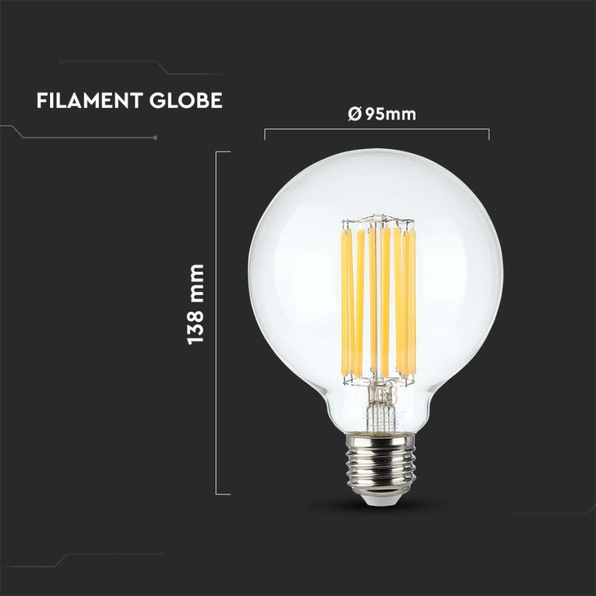 LED Žiarovka FILAMENT G95 E27/6W/230V 3000K