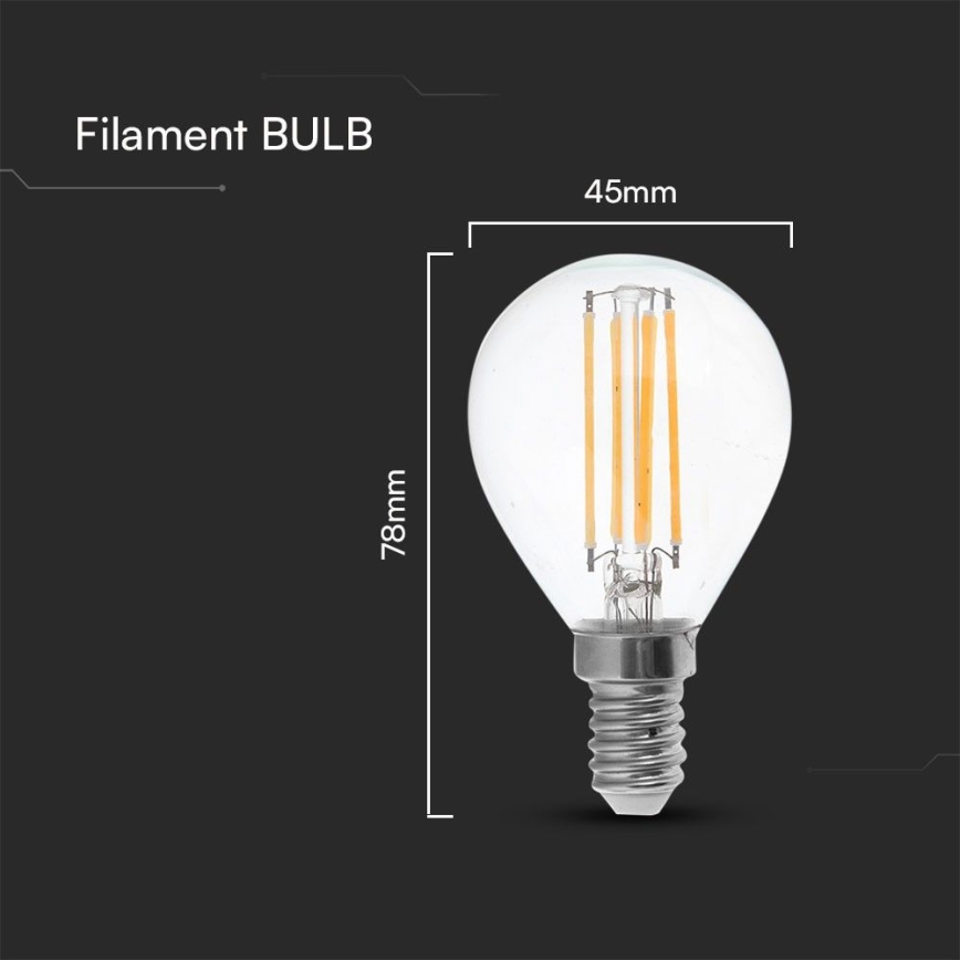 LED Žiarovka FILAMENT P45 E14/6W/230V 4000K